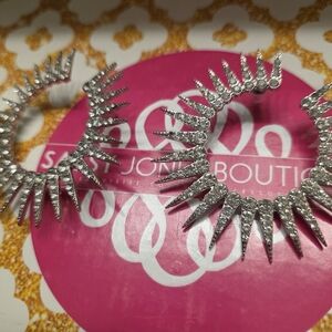 Sassy Jones Boutique Vintage Silver Spike Hoop Earrings